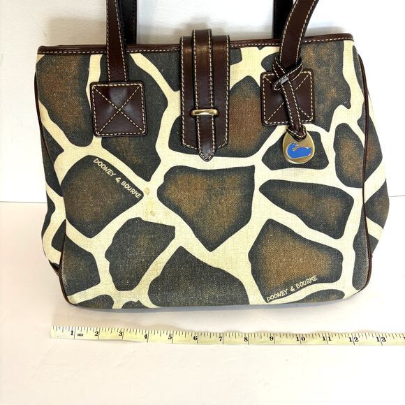 Dooney & Bourke -Giraffe Print African Safari Canvas/Leather Small Tote Handbag - Picture 2 of 14